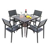 户外铸铝桌椅组合室外庭院室外休闲餐桌花园露天阳台餐椅塑木桌椅