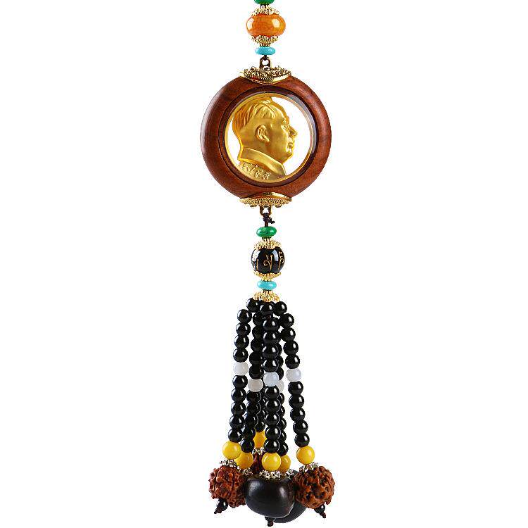 热卖高档新款桃木弥勒佛平安挂饰创意花梨木菩提毛主席汽车挂件