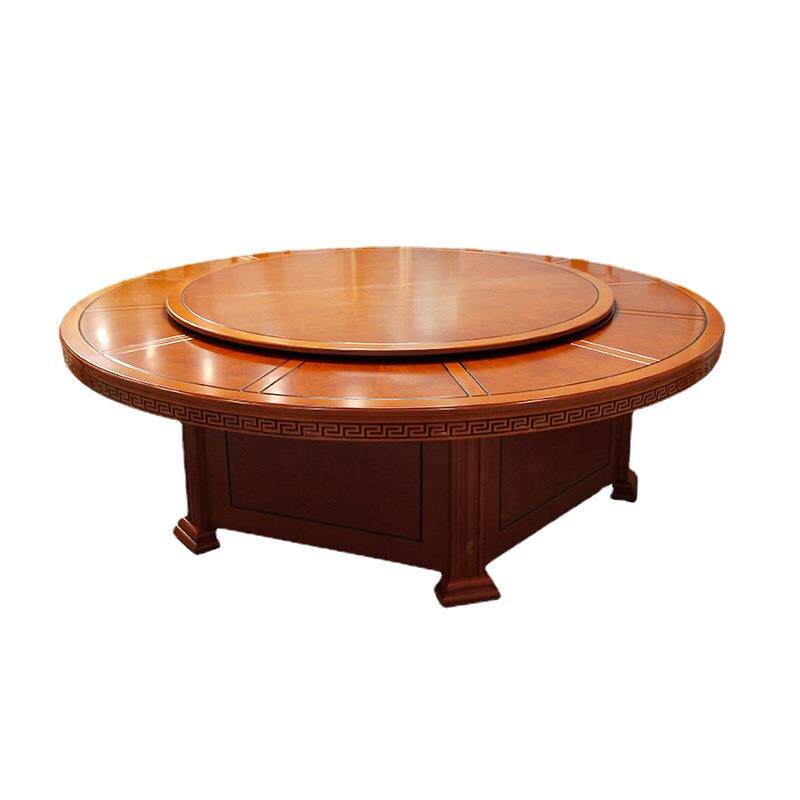 酒店电动餐桌大圆桌饭店自动旋转实木餐桌椅自动转盘多人火锅桌椅