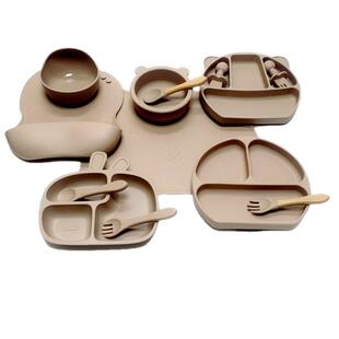 儿童硅胶餐具套餐婴幼儿学吃饭辅食碗宝宝吃饭叉勺套装强吸力防摔