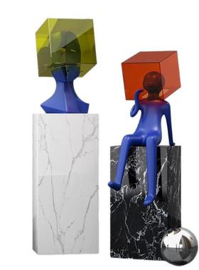 思想牢笼人物坐姿雕塑现代艺术装饰样板间售楼处玄关摆件