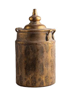 美式复古金色桌面花筒花艺课插花花器古典宫廷风创意花瓶铁艺花翁