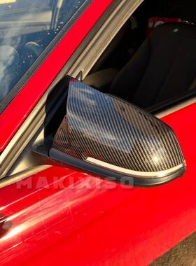 适用于1234系M2F30F32M改装M3碳纤纹后视镜壳牛角AN款罩盖