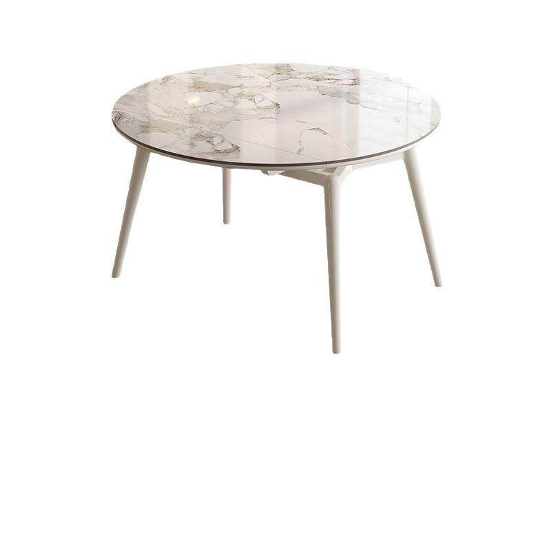 北欧岩板餐桌椅组合可伸缩方圆两用现代简约折叠圆桌大小户型饭桌