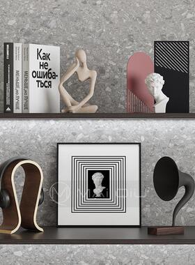 高级感侘寂风艺术抽象小众装饰摆件中古小户型软装组合摆件