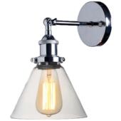 复古工业风玻璃壁灯透明玻璃壁灯电镀铬色款