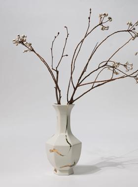 现代新中式样板房描金花瓶器皿摆件酒店售楼处会所客厅茶几台面