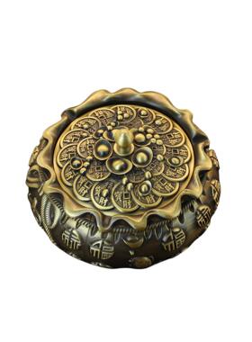 仿古黄铜烟灰缸带盖防飞灰财富满袋中式办公室铜摆件楚汉象棋烟缸