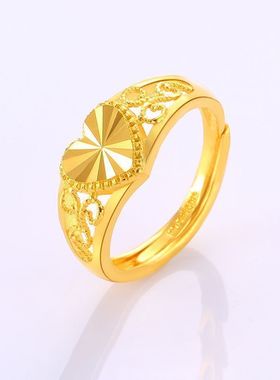 戒指女款爱心戒指女女士高档戒指活口指环越南沙金不掉色戒子送礼