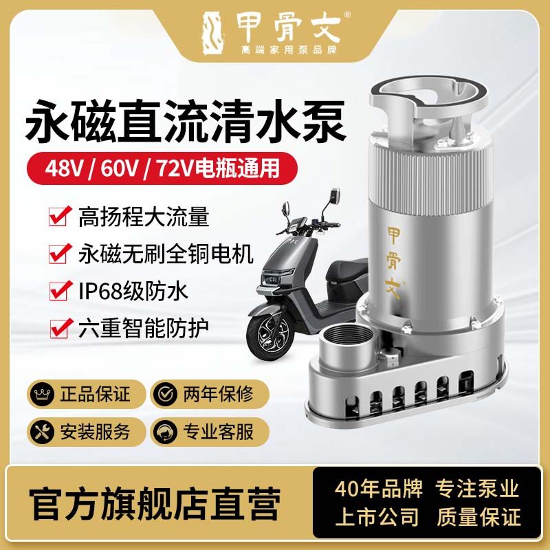 甲骨文水泵48-72V直流电潜水泵电动车专用抽水泵可携式农用灌溉