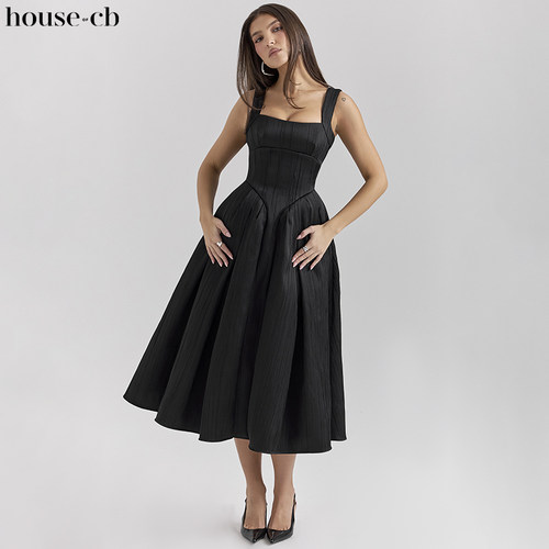 HouseofCB高贵缎面束腰连衣裙
