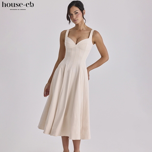 House of CB简约象牙白色中长连衣裙Carlotta