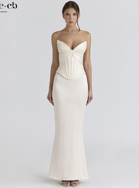 House of CB奢华优雅奶油色缎面束腰礼服Eve