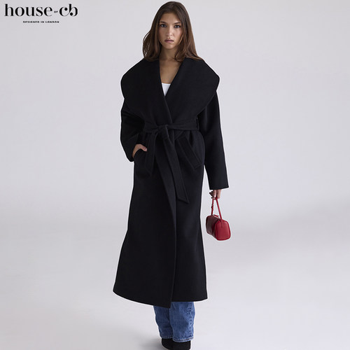 HouseofCB百搭羊毛披肩领大衣
