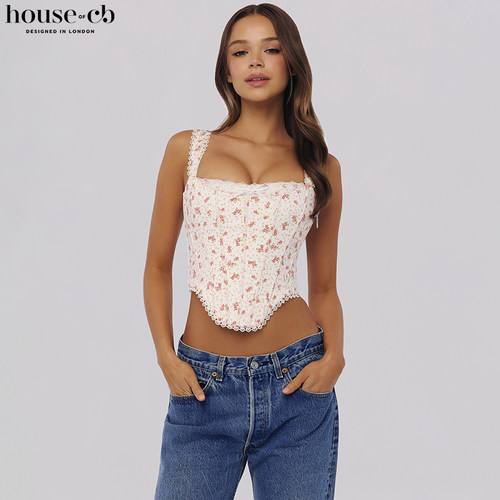 HouseofCB简约玫瑰印花胸衣