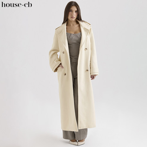 HouseofCB干练双排扣高领大衣