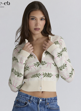 House of CB舒适时尚印花羊毛开衫Mistle-Bow