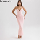 House CB甜美优雅粉色束腰超长连衣裙Romy