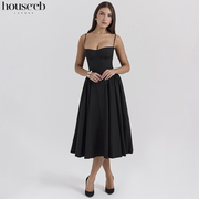 House of CB 秋冬款优雅黑色束腰连衣裙