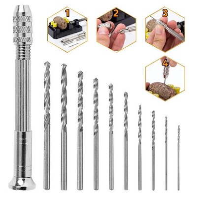 0.8-3mm Precision Pin Vise Mini Micro Hand Twist Drill Bits