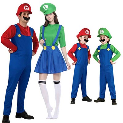 Halloween Cosplay adult children Mario super Mary Costume