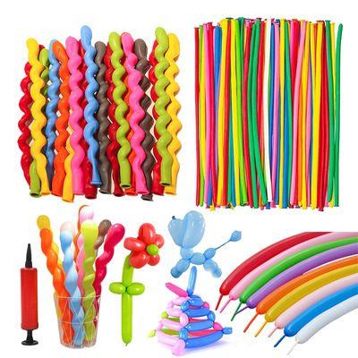 100pcs Balloon Long Strip Spiral Style Color Latex Gathering