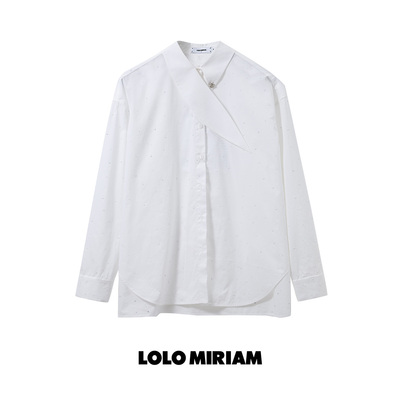 LOLO MIRIAM26春100%棉烫钻领结衬衫宽松法式气质213220C012