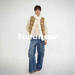 Farenew25冬设计师款 正反穿格纹马甲格纹小香风123128A012