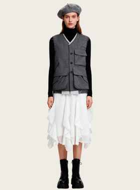 LOLO MIRIAM | 25秋 马夹复古双层西装马甲秋季马甲水洗313W7A012