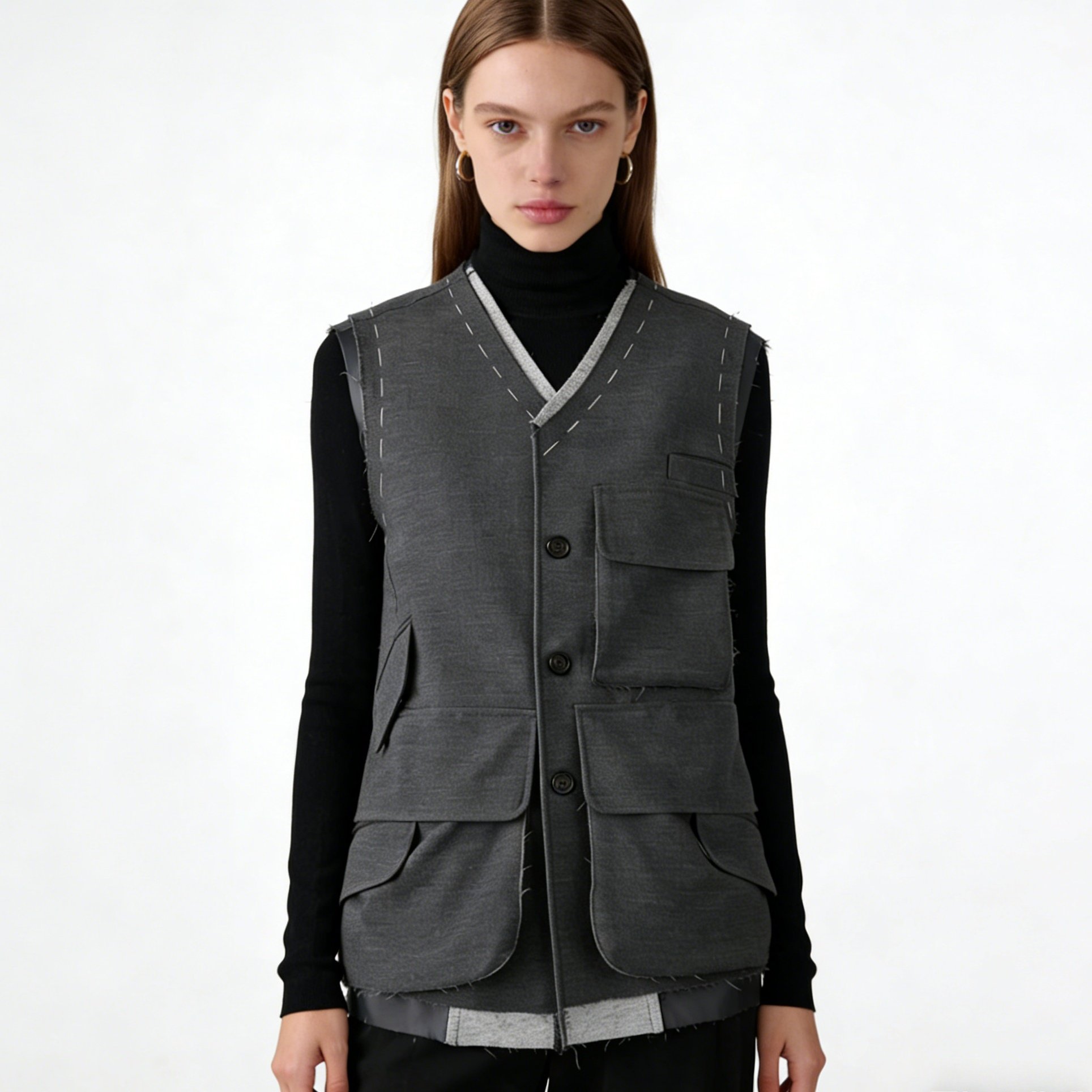 LOLO MIRIAM | 25秋 马夹复古双层西装马甲秋季马甲水洗313W7A012