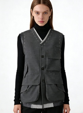 LOLO MIRIAM | 25秋 马夹复古双层西装马甲秋季马甲水洗313W7A012