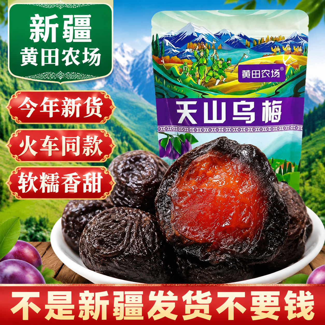 新疆特产新疆天山乌梅干果脯蜜饯大乌梅天山梅干火车同款休闲零食