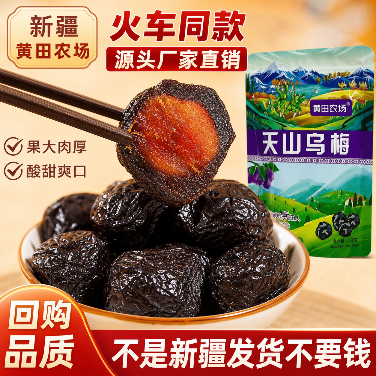 新疆特产新疆天山乌梅干果脯蜜饯大乌梅天山梅干火车同款休闲零食