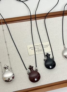 HABI设计感香水瓶项链长款ins毛衣链新款简约高级感颈链饰品链