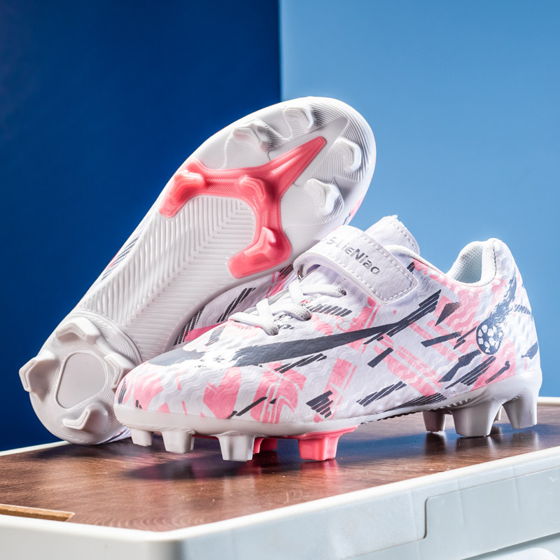 回力刺客女童足球鞋儿童碎钉TF魔术贴小学生男草地防滑女孩训练鞋