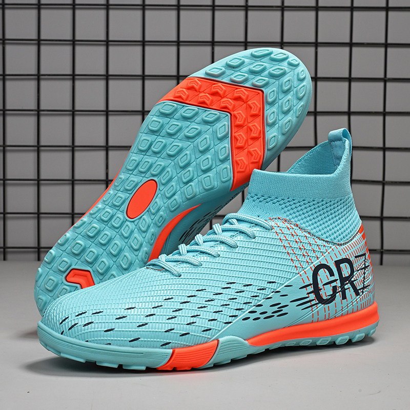 回力新款高帮足球鞋碎钉人造草坪AG钉皮足男女儿童学生专业训练