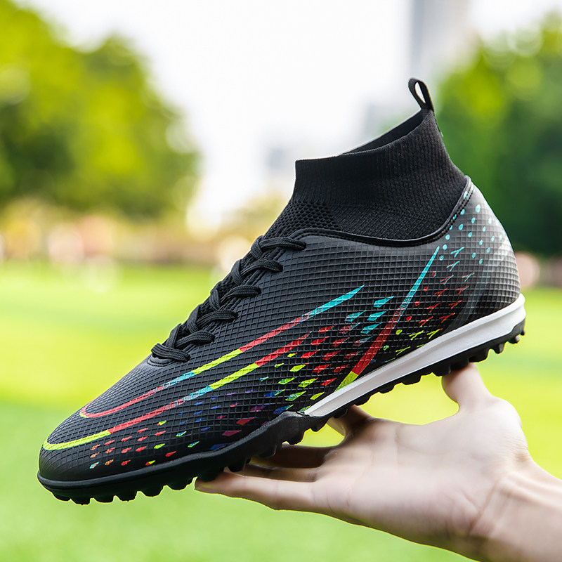 回力C罗新款高帮足球鞋男女碎钉FG长钉儿童青少年球鞋专业训练鞋