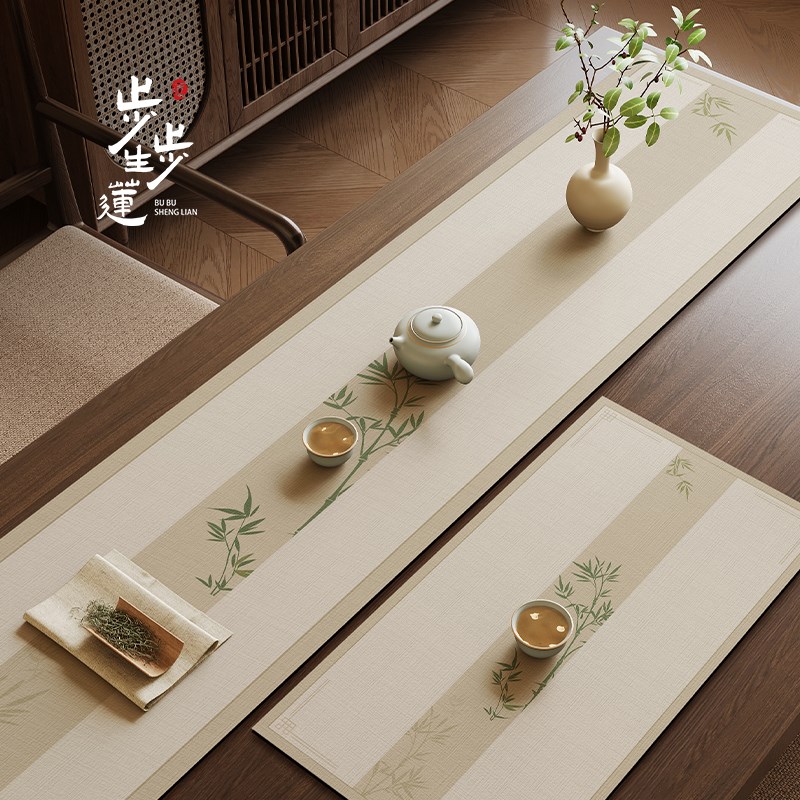 好货新中式硅藻泥桌旗轻奢高端茶桌布吸水茶桌垫子布长条布艺茶台