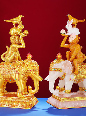 和睦四瑞摆件藏传密宗象宝佛前供奉吉祥四瑞供佛居家创意四兽摆件