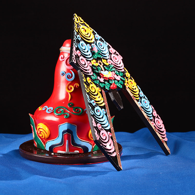 彩绘西藏藏传用品密宗供具佛堂实木朵玛总集食子室内用摆件