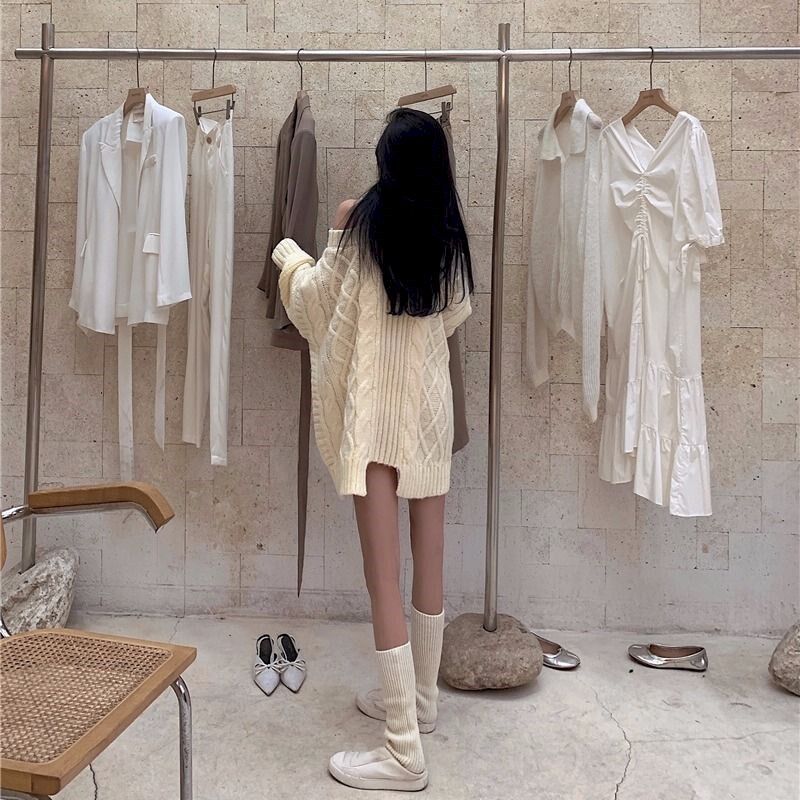 极速Sweater Women Design Sense High Neck Pullover Off should