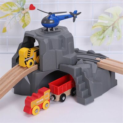 好货Plastic Grey Double Tunnel Wooden Train Track Accessorie