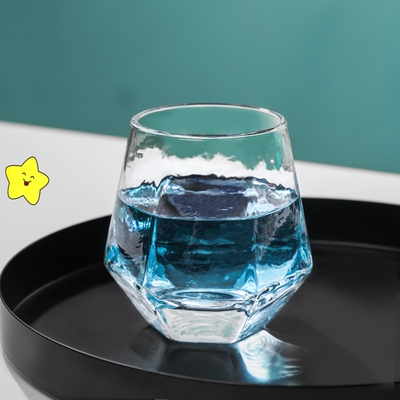 北欧 金边玻璃杯子ins风 简约透明水杯家用六棱杯耐高温玻璃酒杯