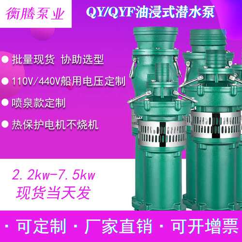 极速爆品QYQYF不锈钢304油浸式潜水电泵6寸8寸三相农用灌溉高扬程