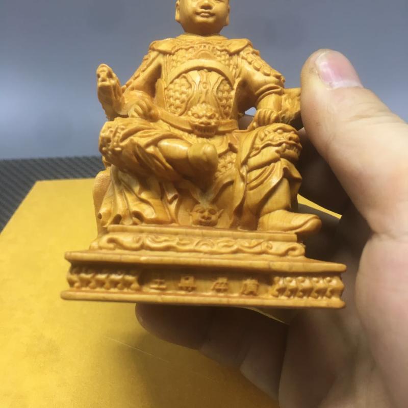 崖柏广泽尊王佛像郭圣王神像黄杨木雕刻人物风水佛像工艺供奉摆件