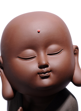 大号创意紫砂可爱小和尚陶瓷家居饰品博古架书房工艺品摆件小沙弥