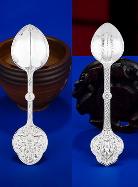 S990纯银火供勺摩尼宝供勺荟供勺烟供勺熏香勺金刚勺15cm2款可选