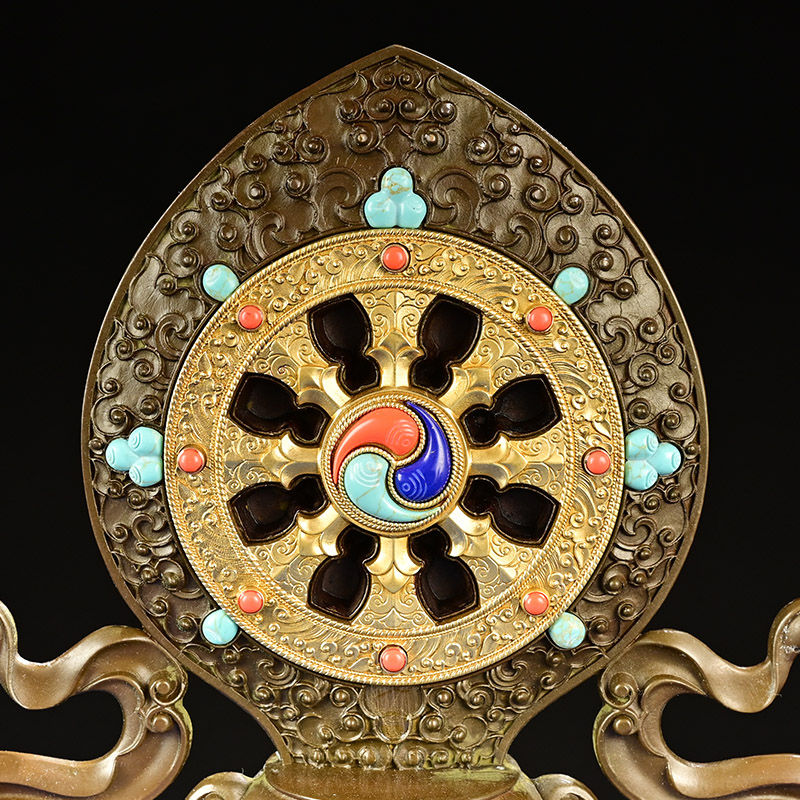 法轮慧宝纯铜古色转法金轮王七政宝A款金刚杵供佛前摆件密宗供具