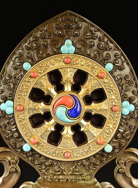 法轮慧宝纯铜古色转法金轮王七政宝A款金刚杵供佛前摆件密宗供具