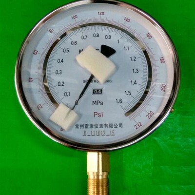 极速YB-150A 0-1.6MPA 双刻度 精密压力表 0-232PSI 直径150mm 黑